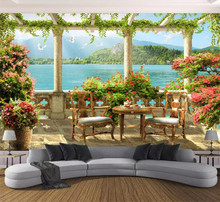 Custom Photo Wallpaper 3D Stereo Balcony Lake Scenery Nature Mural Living Room Restaurant Backdrop Wall Decor Papel De Parede 3D 2024 - buy cheap