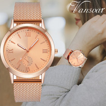 Relógio de pulso feminino vansvar, relógio analógico de quartzo com pulseira de couro estrelado, céu estrelado, e dourado 2024 - compre barato