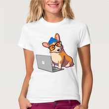 Very Cool Hipster Corgi Print T-shirt Women Short Sleeve Funny Cartoon Tee Shirt Novelty Tops Cheap Wholesale Young Girl T Shirt 2024 - buy cheap