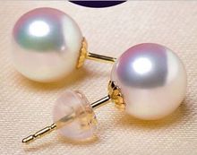 free shipping charming pair of AAA 10-11mm south sea round white pearl earring 2024 - buy cheap