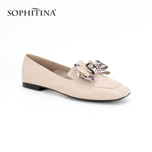 SOPHITINA New Women' s Casual Flats Genuine Leather Fashionable Mixed Colors Slip-on Square Toe Shoes Autumn Handmade Flats P109 2024 - buy cheap