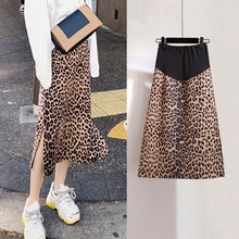 Nueva falda de maternidad de leopardo ropa de embarazo de moda coreana para mujeres embarazadas de cintura alta falda de embarazo de línea a 2024 - compra barato