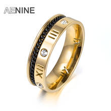Женское Обручальное Кольцо AENINE, романтическое кольцо с римскими цифрами и кубическим цирконием, розовое золото, нержавеющая сталь, вращающееся кольцо-цепочка AR17165 2024 - купить недорого