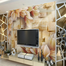 Bacaz-Mural de Papel grande con piedra 3d, Papel de pared de flores para sala de estar, Fondo de TV, Mural de Foto de pared 3D, pegatina de Papel de pared de flores 2024 - compra barato