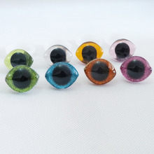 Novo arrvial 10 pçs/lote 28x23mm trapézio brinquedo segurança olhos de plástico transparente + glitter Falsos Tecidos + máquina de lavar... opção de cor 2024 - compre barato