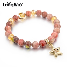 LongWay Unique Jewelry Natural Stone Bracelets Bangles Star Charms women Bead Bracelet Chain Custom Charm Bracelets SBR150339 2024 - buy cheap