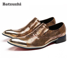 Batzuzhi Men Dress Shoes Gentleman Leather Business Shoes Classic Suit Metal Tip Gold Wedding Party Shoes for Men, Size US6-12 2024 - buy cheap