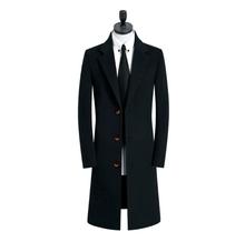 Casaco masculino clássico casual de lã, sobretudo de manga comprida, casaco caxemira masculino, cáqui preto 9xl 2024 - compre barato