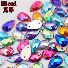 Micui 200 peças 8*13mm forma de gota ab strass acrílico costura em plano costas elegante pedras de cristal para vestuário decoração zz388 2024 - compre barato