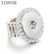 Hot Sale Elegant Crystal DIY Snap Rings Flexible Adjustable Size Fit 18mm Metal Snap Buttons Women's Fashion Jewelry Men's Ring 2024 - buy cheap