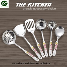 Cooking Tools 6pcs Ceram Stainless Steel Utensils Tableware set ceramic Kitchenware Set Scoop Spatula 2024 - buy cheap