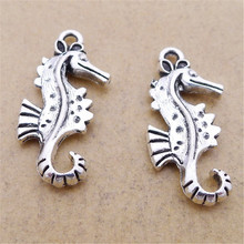 BULK 30 Zinc Alloy Beach Sea Horse Charms Nautical Themed Antique Silver Plated Jewlery Findings Accessories 14*28mm 2.1g 2024 - buy cheap