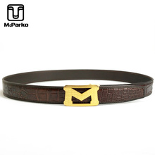 McParko Crocodile Belt Genuine Leather Men Belt Automatic Buckle Stainless Steel M Luxury Alligator Skin Waist Belt Straps brown 2024 - buy cheap