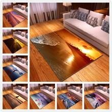 3D Beach Sunset Scenery Carpets for Living Room Home Textile Area Rugs Soft Flannel Child Crawl Mats Beautiful Large Size Carpet 2024 - buy cheap