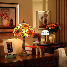 Настольная лампа WOERFU Tiffany, 30 см, в форме подсолнуха, E27, модная, креативная, ретро, настольная лампа 2024 - купить недорого