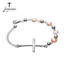 Letvariy pulseira de pérola cristã católica, corrente de aço inoxidável, presente para mulheres, acessórios de joias, religioso 2024 - compre barato