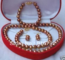 Conjunto de collar y pendientes de perlas marrones genuinas sin caja, venta al por mayor, envío gratis 2024 - compra barato