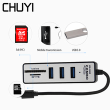 USB 3.0 Type C COMBO Multi Hub 3.5 To 3 Ports Multi Card Reader Sd/Cf/C Otg Splitter Adapter For Computer Phone 2024 - buy cheap