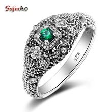 Szjinao-Conjunto de plata esterlina sólida 925 de anillo de Esmeralda, bohemios, la mejor marca de joyería para mujer 2024 - compra barato