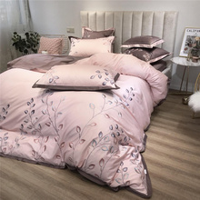 Luxury Egypt Cotton Elegance of leaves Bedding Set Embroidery Silky Duvet Cover Bed Sheet Pillowcases Queen King Size 4/6/7Pcs 2024 - buy cheap