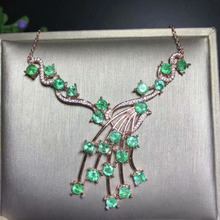 Personality Peacock Leaf Natural green emerald Necklace Natural gemstone Pendant Necklace 925 sliver women party gift Jewelry 2024 - buy cheap