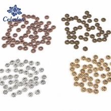Wholesale 6mm 50pcs Daisy Flower Loose Spacers bead for Jewelry Making Metal Tibetan Gold Silver Spacer Beads 2mm hole 2024 - buy cheap