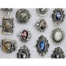 MIX Lots 10pcs Tibet Silver plated Rings shell stone ring Wholesale fashion rings jewelry For Women Adjustable Size 2024 - buy cheap