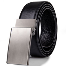 BK-1005 Barry.Wang Fahsion Designer Sliver Solid Smooth Buckle Belts Black Genuine Leather Strap Belts For Mens Business Party 2024 - buy cheap