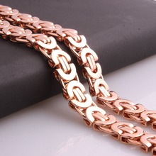Charme 6/8/11mm 316l aço inoxidável ouro rosa plana bizantina link chain 7-40 "novo design das mulheres colar ou pulseira dos homens novo 2024 - compre barato