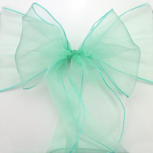 Fatory price 100pcs High Quality Mint green Organza  chair sashes Bow Cover Wedding Banquet  Venue Decoration 2024 - buy cheap