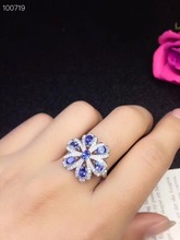 Super beautiful flower-shaped style, natural tanzanite ring, multi-grain, natural stone in the mining area, 925 silver 2024 - buy cheap