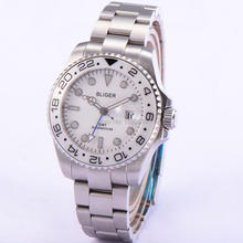 Белый циферблат 43 мм Bliger GMT сапфировое стекло керамический Безель автоматические мужские часы 1872 2024 - купить недорого