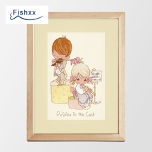 European Style Fishxx Cross Stitch 14CT Kit Cute Cartoon H013 Music Playing Children Bedroom Hanging Painting Hand Embroidery 2024 - buy cheap