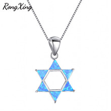 RongXing Vintage Blue/White Fire Opal Star Pendants Silver Color October Birthstone Rainbow Necklace Gifts NL0176 2024 - buy cheap