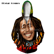 Plstar-moletom casual bob marley com capuz, estampa 3d, unissex, de manga longa, com zíper, para homens e mulheres 2024 - compre barato