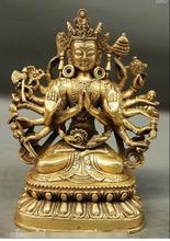 Estatua de latón de 7 pulgadas de YM 306, estatua de Buda, Tantra, tibetano, budismo, 18 manos, Maha Cundi, madre, kwan-yin 2024 - compra barato