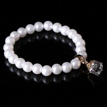 Pulsera de cuentas cuadradas de perlas sintéticas para mujer, diseño de marca, venta a la moda, pulsera de cuentas y cadena para Boda de verano 2024 - compra barato