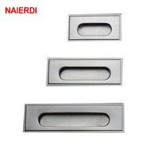 NAIERDI 96mm Cabinet Hidden Handles Stainless Steel Invisible Handle Circle Drawer Wardrobe Knobs With Screws Furniture Hardware 2024 - buy cheap