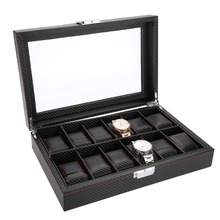 Caja de almacenamiento para exhibición de reloj, organizador de cuero PU con 12 rejillas, cajas de almacenamiento para regalo de joyería, cajas con espejo 2024 - compra barato