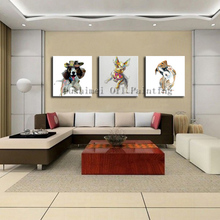 Pintura a mão sobre tela moderna animal cachorro pintura de arte para parede para sala de estar pendurar pinturas decoração de casa pintura a óleo 2024 - compre barato