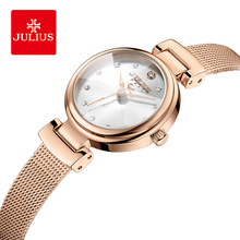 Julius mujer de diamantes de imitación de lujo Acero inoxidable correa de malla de acero relojes de pulsera impermeable pulsera de cuarzo reloj de vestir niña regalos 2024 - compra barato