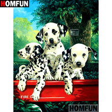 Homfun quadrado completo/broca redonda 5d diy pintura de diamante "animal cachorro" bordado ponto de cruz 5d decoração de casa presente a14330 2024 - compre barato