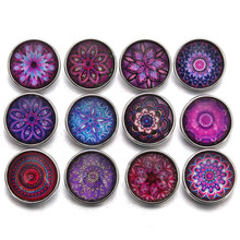 10Pcs/lot New Glass Snap Button Random Purple Series Theme Fit 18mm DIY Snap Bracelet Jewelry ZB389 2024 - buy cheap