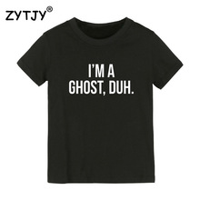 Camiseta infantil im a fantasma, estampa de letras de halloween, camiseta para meninos e meninas, roupas engraçadas 2024 - compre barato