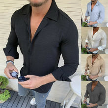 Nuevas camisas de hombre de manga larga sólida Casual línea Fshion verano primavera Slim Turn-Down Collar camisas masculinas Tops ropa 2024 - compra barato