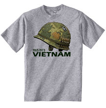 Camiseta de cuello redondo para hombre, camisa informal ajustada para adultos, con estampado del casco de guerra de EE. UU., Vietnam, nueva, increíble, algodón, gris, 2019 2024 - compra barato