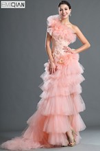 Бесплатная доставка, великолепное асимметричное платье на одно плечо, розовое вечернее платье с цветами, дизайнерское платье 2024 - купить недорого