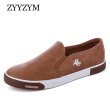 ZYYZYM Fashion Shoes Men Pu Leather Retro Breathable Men Causal Shoes Outdoor loafers Walking Slacker Men Shoes 2024 - buy cheap