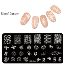 Новые штамповочные пластины 6 см * 12 см, модные шаблоны для дизайна ногтей, трафареты для дизайна ногтей, штамповочные стили, штамповочная пластина для изображения 2024 - купить недорого