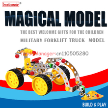 Free shipping Metal assembled DIY creative toy car model steel commander F1 bulldozer forklift truck 2024 - buy cheap